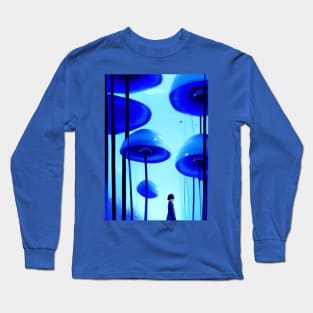 DREAMY SURREAL BLUE MUSHROOMS Long Sleeve T-Shirt